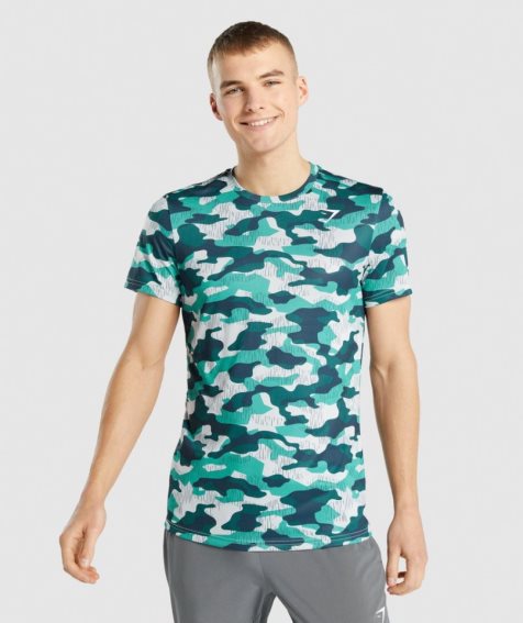 Men's Gymshark Arrival T-Shirts Camo | CA 03678D